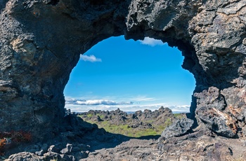Lavaområdet Dimmuborgir i Island