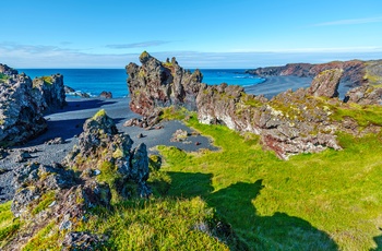 Landskabet ved Djúpalónssandur sorte strand på Snæfellsnes halvøen, Island