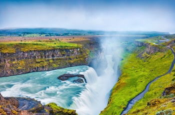 Luftfoto af Gullfoss vandfaldet - Island