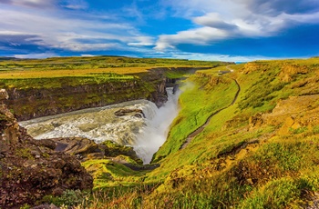 Udsigt til Gullfoss vandfaldet - Island