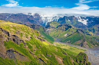 Myrdalsjokull gletsjeren nær Vik i det sydlige Island