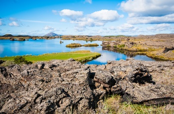 Myvatn søen ved Grjótagjá grotten om sommeren - Island