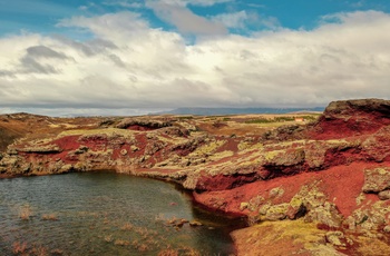 De røde bakker Rauðhólar i Jökulsárgljúfur kløften, en del af Vatnajökull National Park, Island