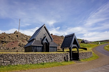 Gamle trækirke på Vestmannaeyjar øgruppen, Island