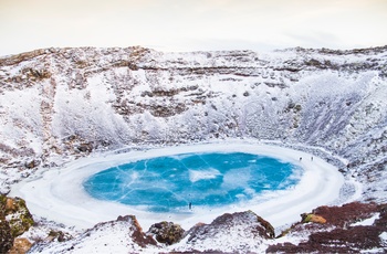 Vulkankrateret Kerid i frostvejr, den gyldne cirkel Reykjavik, Island