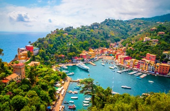 Udsigt til havnen i Portofino, Ligurien i Italien