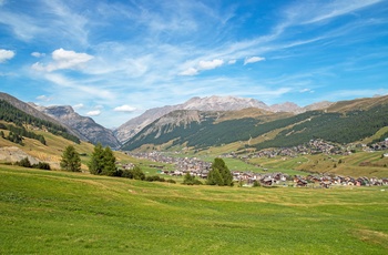 Bjerge og marker tæt på byen Livigno, Italien