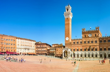 Panorama af Piazza Il Palio i Siena, Toscana