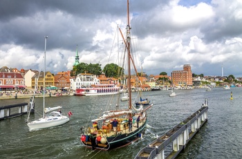 Sejlbåde ved Kappeln i Slesvig-Holsten - Tyskland