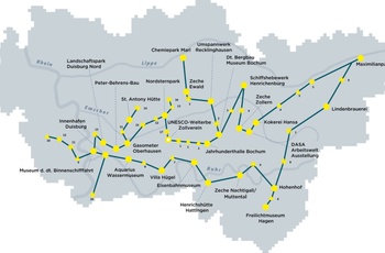 Kort over Route Industriekultur