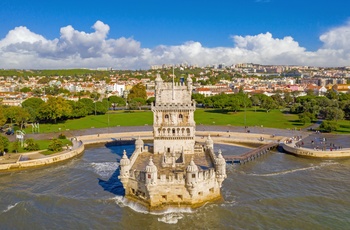 Luftfoto af Torre de Belém i Lissabon