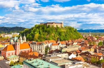 Ljubljana Slot og byens tage