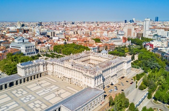 Luftfoto af Royal Palace i Madrid, Spanien