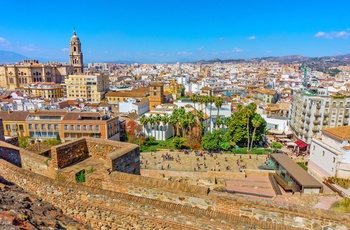 Panoramaudsigt ud over den gamle bydel i Malaga, Spanien