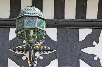 Detalje på Bramall Hall, bindingsværkshus - Manchester i England