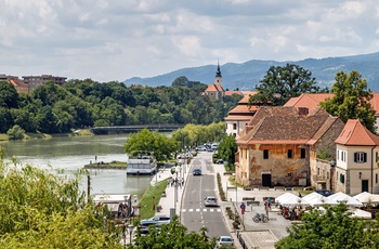 Maribor og Drava-floden i Slovenien