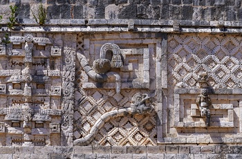 Læg mærke til de smukke detaljer i mayabyen i Uxmal på Yucutan-halvøen - Mexico