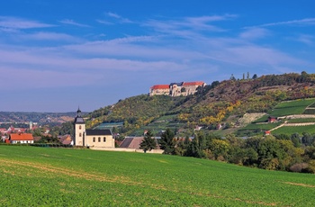 Freyburg og Neuenburg slottet med vinmarker, Midttyskland
