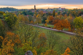 Parken Amtsgarten ved solnedgang, Halle i Midttyskland