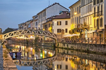 Aftenstemning i Navigli området, Milano