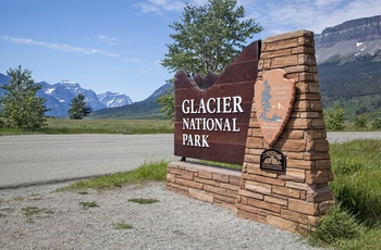 Skilt til Glacier National Park i Montana, USA