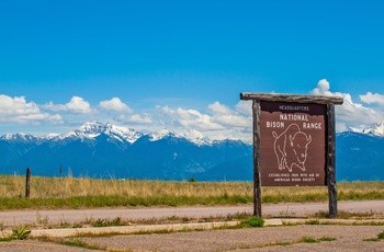 Skilt til National Bison Range i Montana, USA