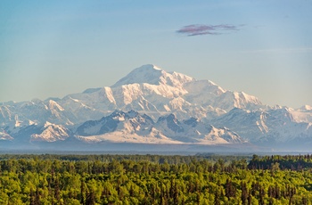 Denali - Nordamerikas højeste bjerg set fra byen Talkeetna nord for Anchorage, Alaska