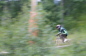 På mountainbike gennem skoven