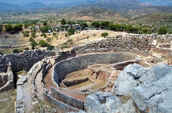 Udsigt ud over Mykene - et arkæologisk område nær Mykines på Peloponnes - Grækenland