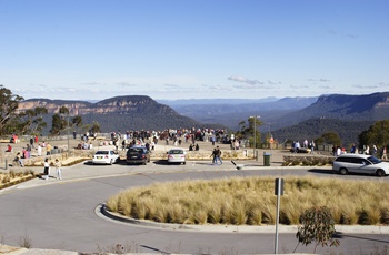 Parkeringsplads nær Echo Point med udsigt til Blue Mountains - New South Wales