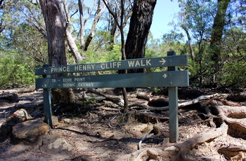 Skilt til Prince Henry Cliff Walk i Blue Mountains - New South Wales