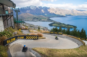 Queenstowns Luge eller kælkebane ned efter Gondola / Kabinelift - New Zealands Sydø