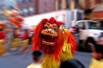 Det kinesiske nytår i Chinatown i New York