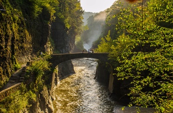 Bro over flod i Letchworth State Park , New York State