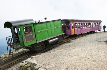 COG Railway på toppen af Mount Washington i New Hampshire, USA