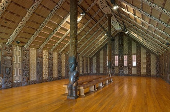 Traditionelt Maori forsamlinghus i Waitangi Treaty Grounds - Nordøen i New Zealand