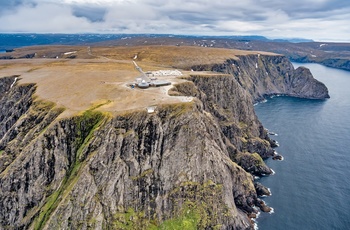 Luftfoto af Nordkap-klippen i Nordnorge