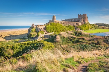 Bamburgh Slottet i Northumberland, England