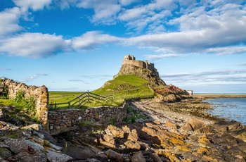 Lindisfarne slotte i Northumberland, England