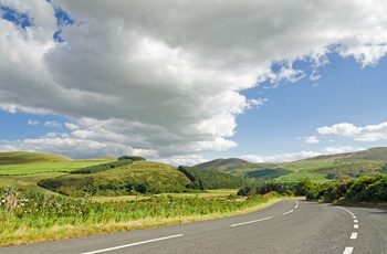 Vej gennem Cheviot Hills og nationalpark i Northumberland, England