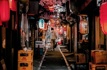 Farverige lanterner i Omoide Yokochos små gyder i Tokyo - Foto: Kenn Reynon, Unsplash