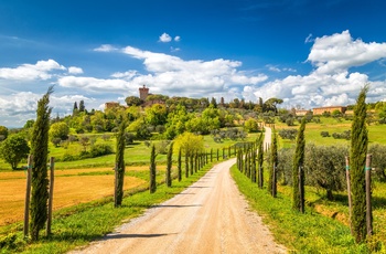 Vej op mod Palazzo Massini nær Pienza