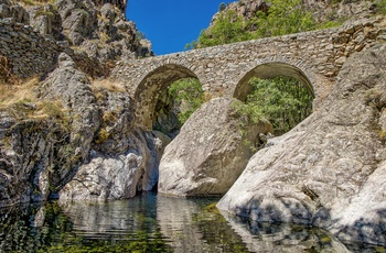 Ponte di l'Accia langs bjergvejen Scala di Santa Regina på Korsika, Frankrig