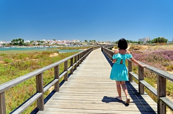 Gangbro i naturreservatet Ria de Alvor, Portugal