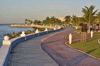 Promenade langs kysten i kystbyen Campeche i Mexico