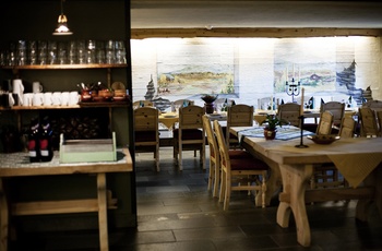 Restaurant på Erzscheidergården Hotel i Røros, Norge