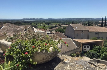 Udsigt over vinmarker i vinbyen Chateauneuf-du-Pape i Rônedalen