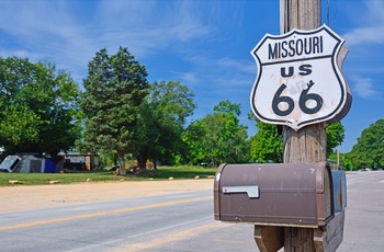 Skilt med Route 66 i Missouri