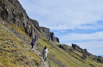 Vandring i The Quiraing på Isle of Skye, Skotland