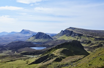 Udsigt over bjergområdet the Quiraing på Isle of Skye, Skotland